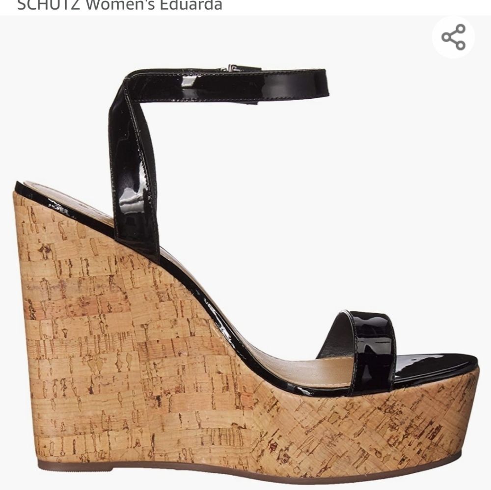 Schutz Eduarda Patent Leather Cork-Wedge Sandals